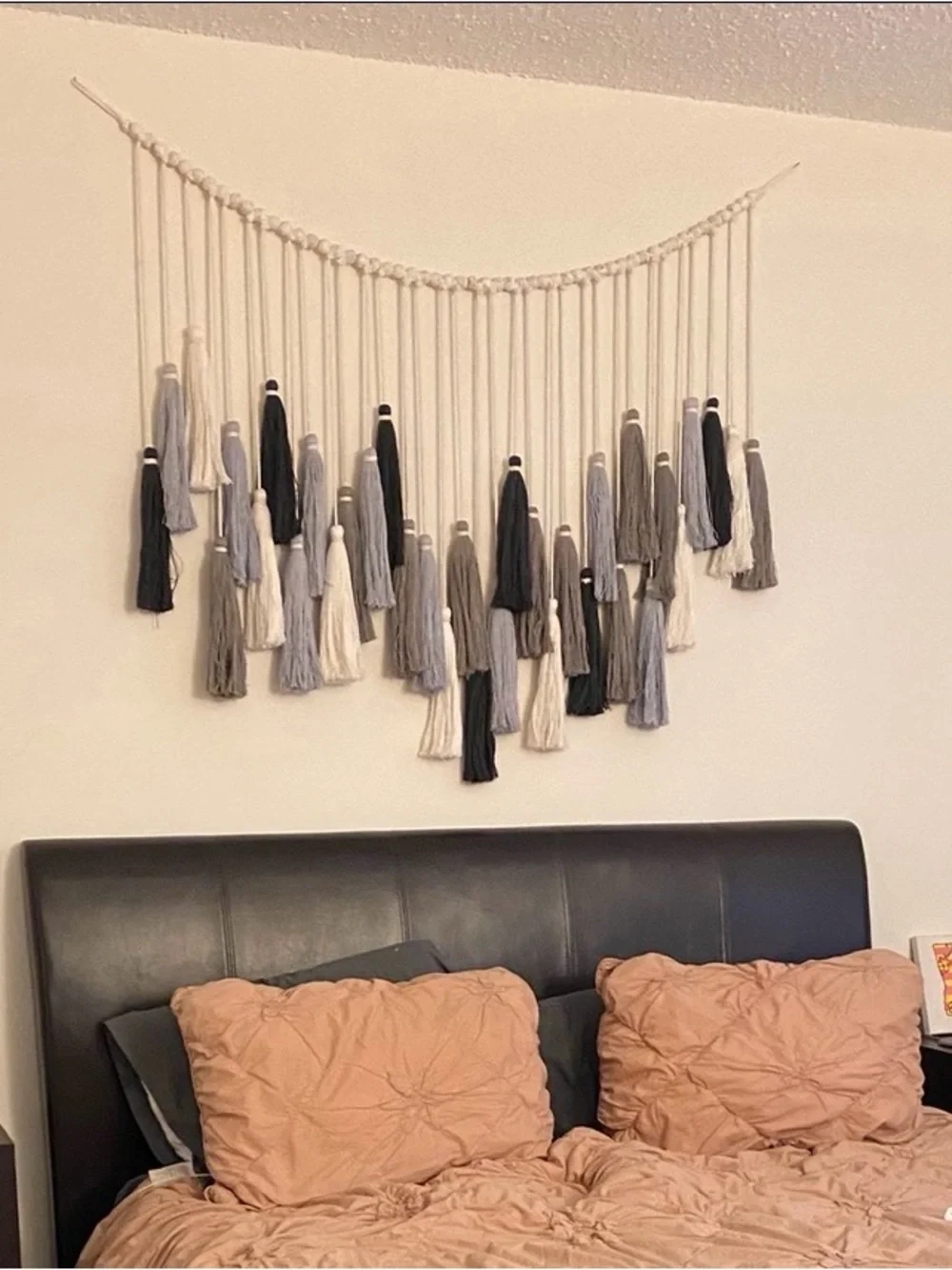 Pottery Barn Oversized Tassel Garland Wall Hanging in Cream, Tan, Gray, Brown